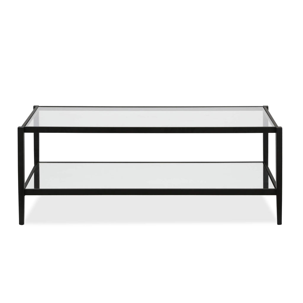 Henn&Hart 45' Wide Rectangular Coffee Table With Mirror Shelf In Blackened Bronze, Modern Coffee Tables For Living Room, Studio Apartment Essentials