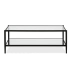 Henn&Hart 45' Wide Rectangular Coffee Table With Mirror Shelf In Blackened Bronze, Modern Coffee Tables For Living Room, Studio Apartment Essentials