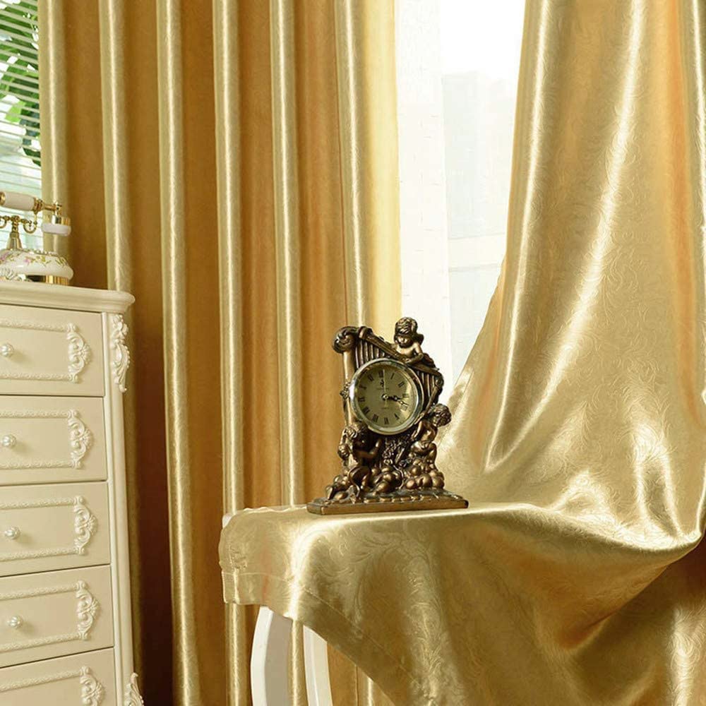 MYRU 2 Panels Set Semi Blackout Gold Curtains for Living Room Embossed Flower Curtains for Bedroom (2 x 39 x 84 Inch, Gold)