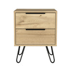 Nightstand 22&Quot; H, 4 Hairpin Legs, 2 Drawers, Light Oak
