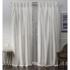 Exclusive Home Sateen Twill Woven Room Darkening Blackout Button Top Curtain Panel Pair, 84'' Length, Vanilla