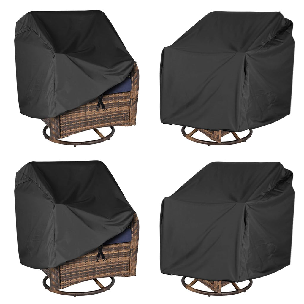 Ananmei Waterproof Patio Chair Covers 4 Pack ( 37.5 W X 39.25 D X 38.5 H Inches) For Outdoor Swivel Chair/Lounge Deep Seat Cover, Heavy Duty And Waterproof Outdoor Patio Furniture Covers, Black