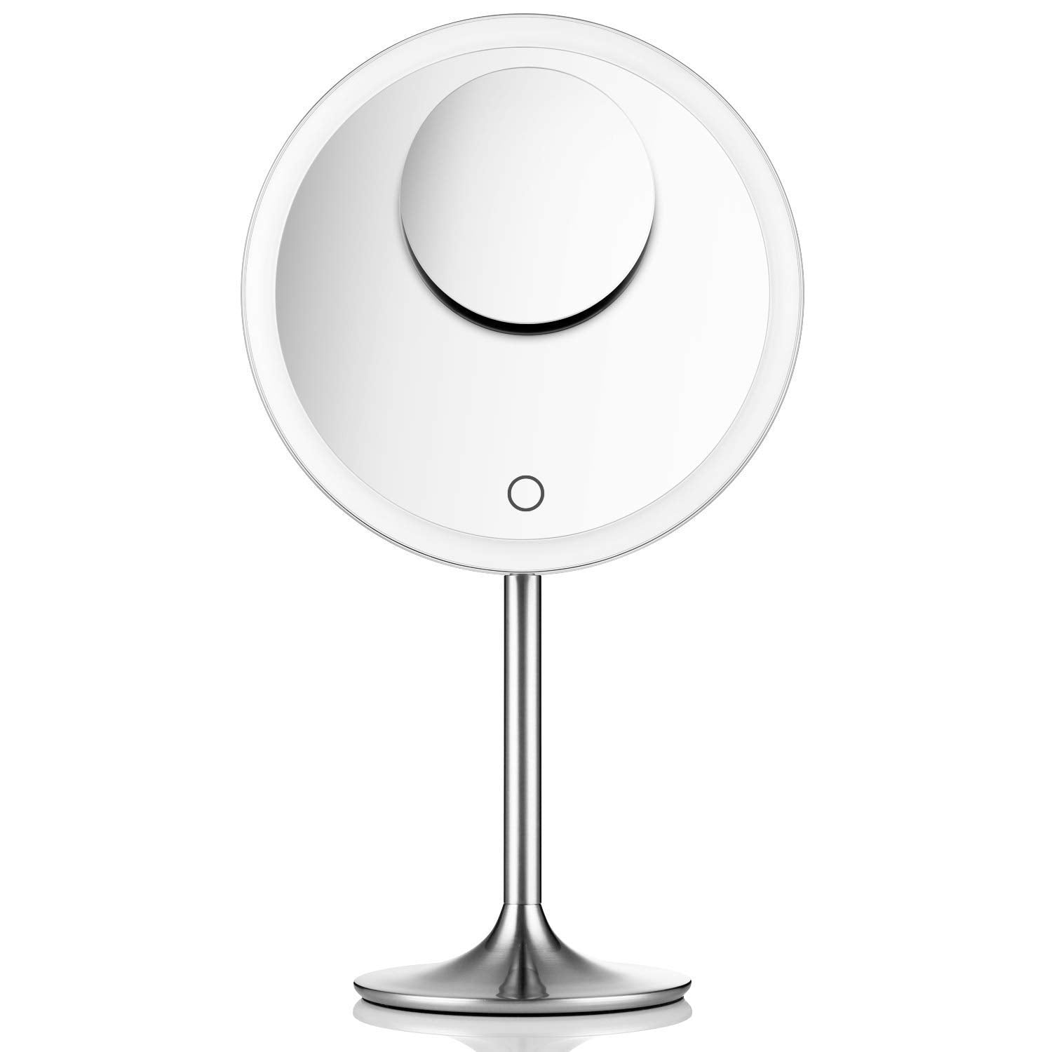 Miusco Makeup Mirror 9 Vanity Mirror with Lights, 5X & 10X Magnification - Front/Back Magnetic Design, Rechargeable & Cordless, 