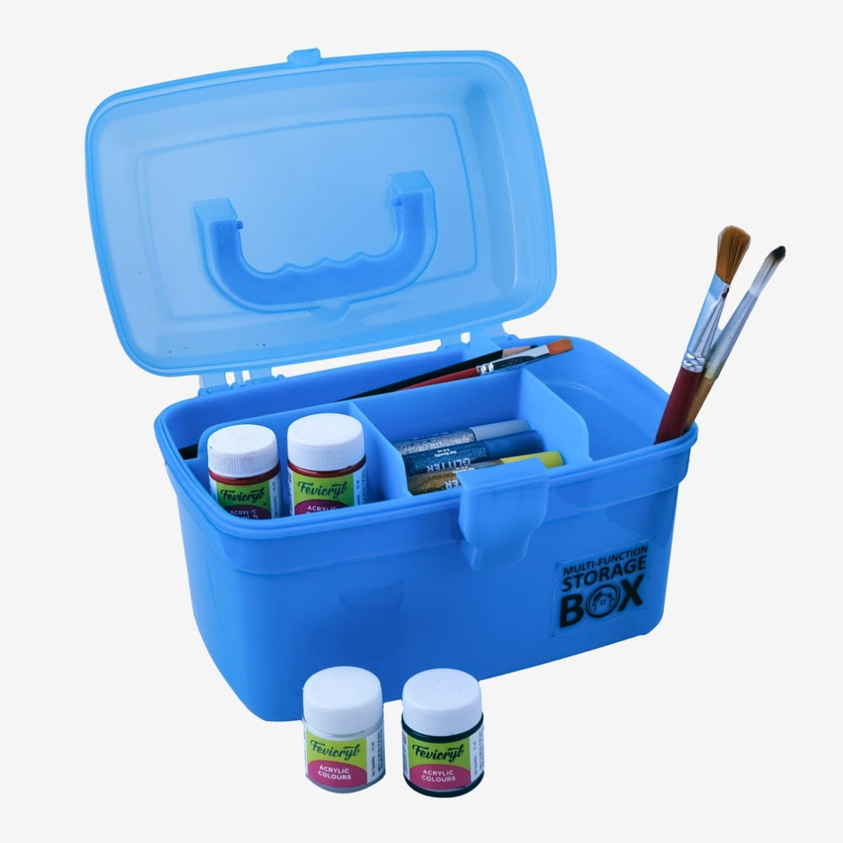 ROKTRY Plastic Storage Box with Removable Tray, Multipurpose Organizer and Storage Case for Art Craft and Cosmetic (Blue)