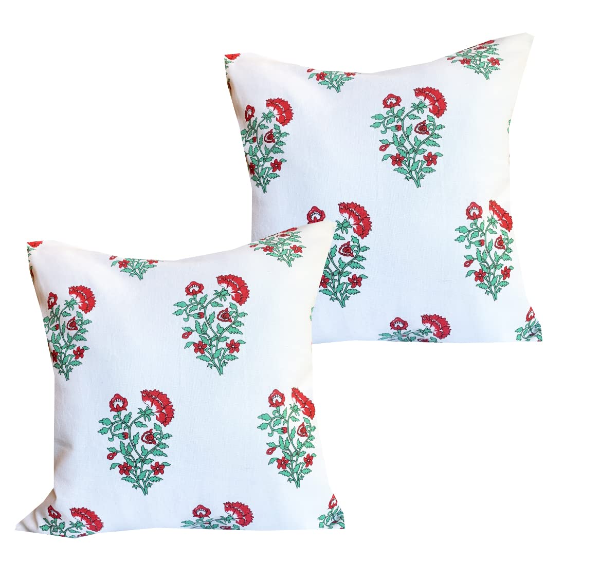 Pink Parrot Cotton Multi Colour Throw Pillow Covers/Cushion Covers (16X16 Inches)  Set Of 2 Pcs Code 5
