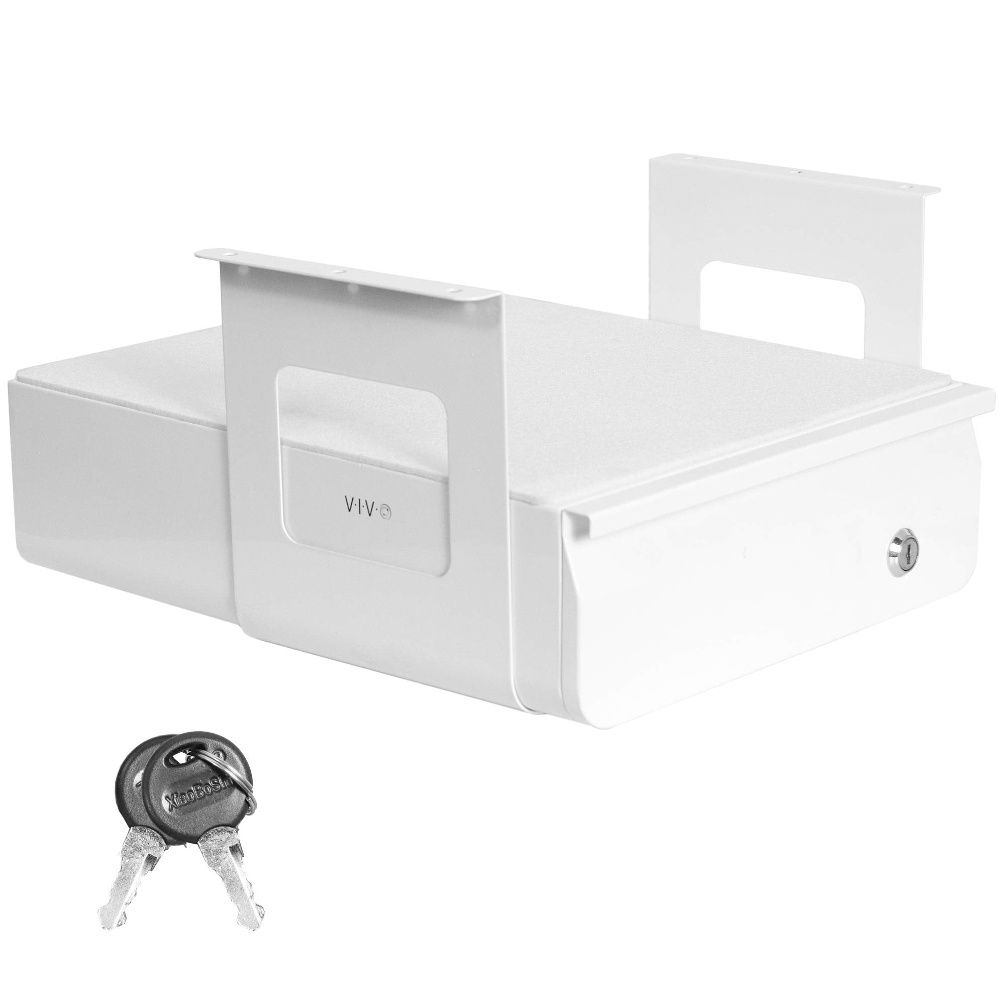 Vivo 13 Inch Under Desk Mounted Pull-Out Drawer, Secure Lockable Sliding Office Accessories Storage Organizer For Sit Stand Desk