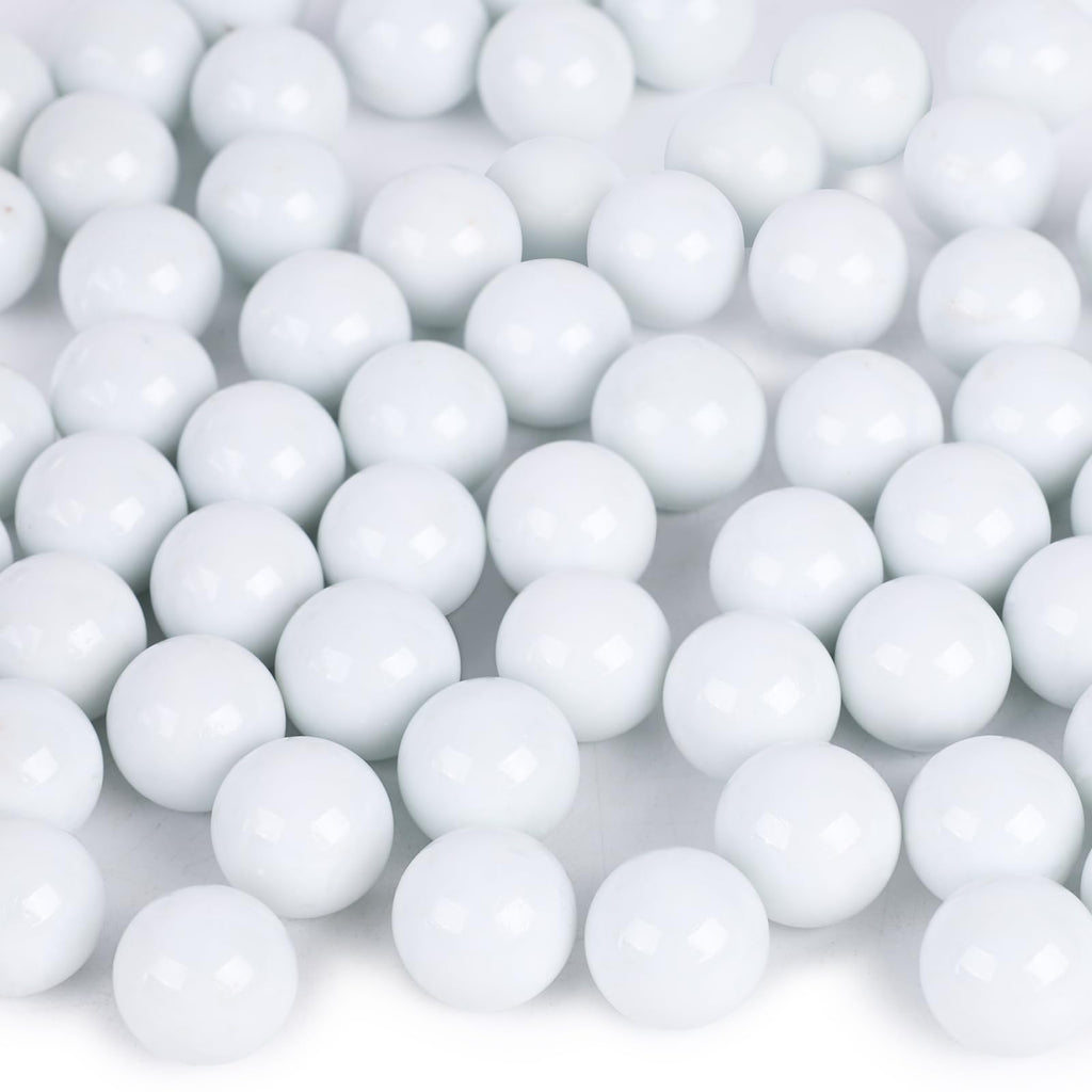 DomeStar 1LB Glass Marbles Bulk, Round Glass Marbles 0.63 Inch Vase Fillers White Glass Beads for Marble Runs Home Decor