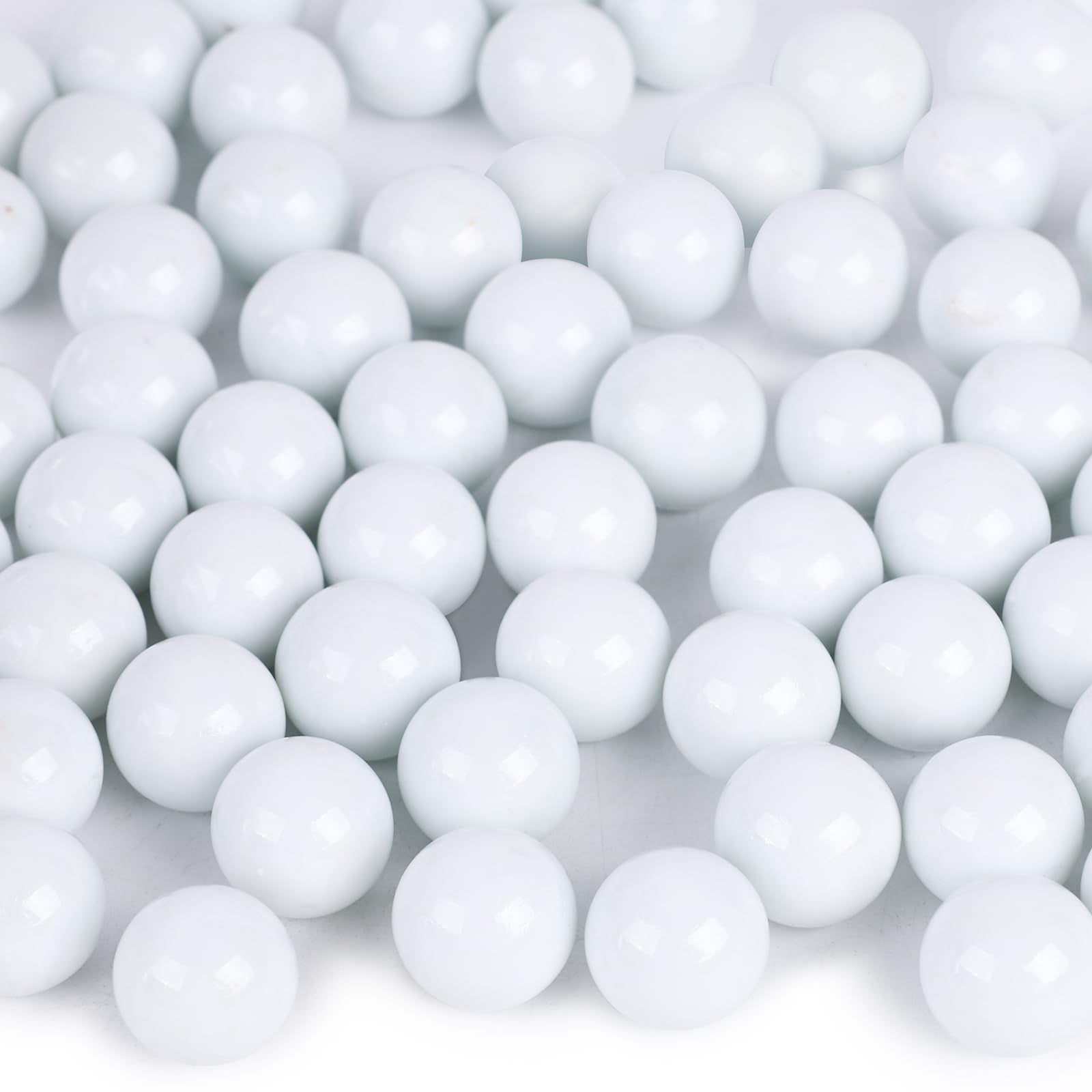 DomeStar 1LB Glass Marbles Bulk, Round Glass Marbles 0.63 Inch Vase Fillers White Glass Beads for Marble Runs Home Decor