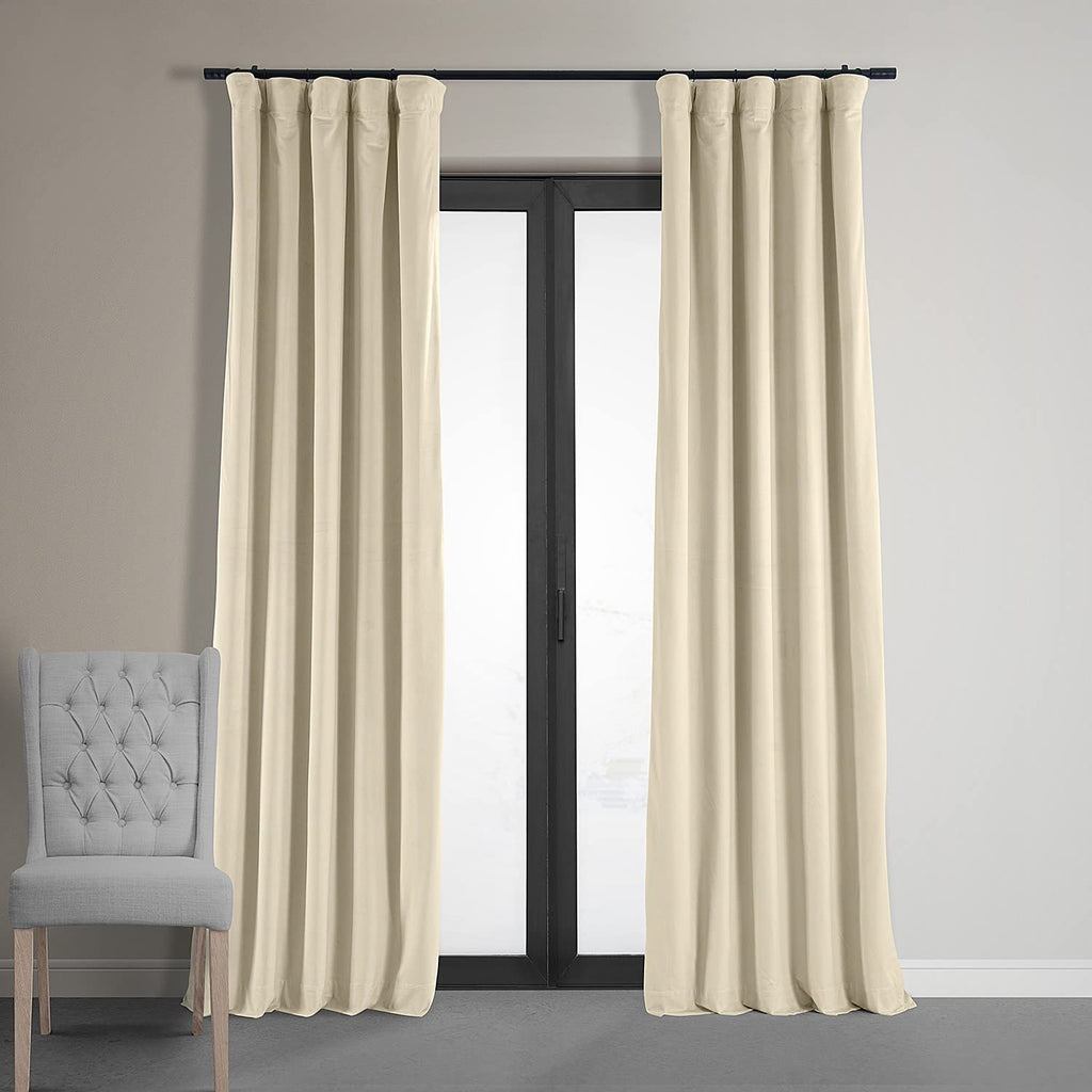 Hpd Half Price Drapes Signature Velvet Thermal Blackout Curtains For Living Room 120 Inch Long (1 Panel) Rod Pocket Insulated Blackout Curtains For Bedroom Window Curtains, 50W X 120L, Alabaster Beige