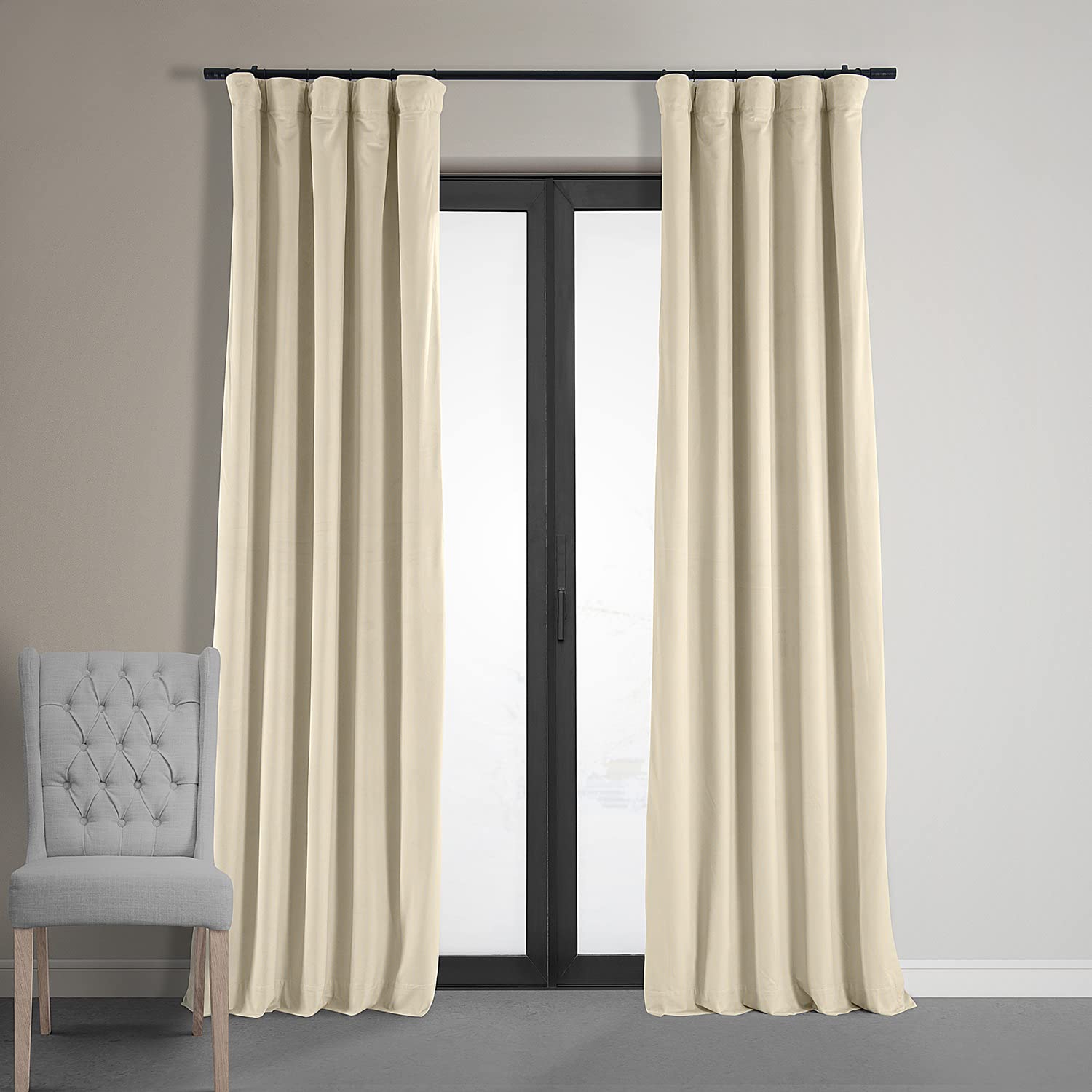 Hpd Half Price Drapes Signature Velvet Thermal Blackout Curtains For Living Room 120 Inch Long (1 Panel) Rod Pocket Insulated Blackout Curtains For Bedroom Window Curtains, 50W X 120L, Alabaster Beige