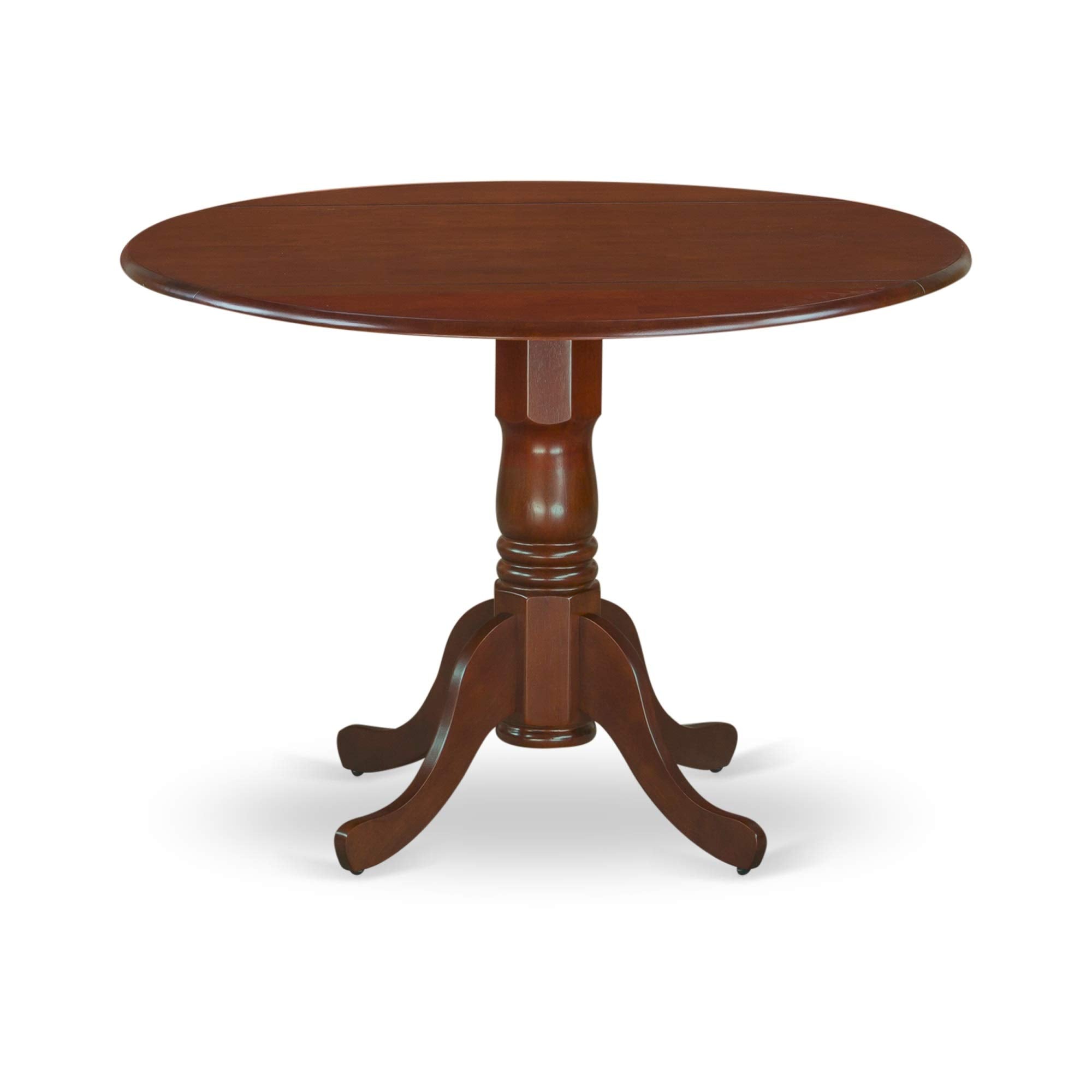 East West Furniture DMGR3-MAH-W 3 Piece Kitchen Table Set for Small Spaces Contains a Round Dining Room Table with Dropleaf and 