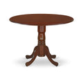 East West Furniture DMNF5-MAH-C 5 Piece Dining Set Includes a Round Dining Room Table with Dropleaf and 4 Linen Fabric Upholster