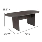 Flash Furniture Lake 5 Piece Rustic Gray Oval Conference Table Set With 4 Black Leathersoft-Padded Task Chairs
