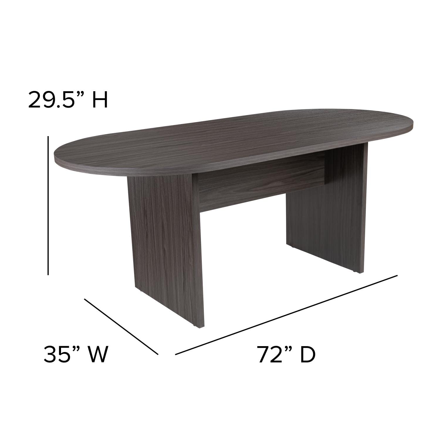 Flash Furniture Lake 5 Piece Rustic Gray Oval Conference Table Set With 4 Black Leathersoft-Padded Task Chairs