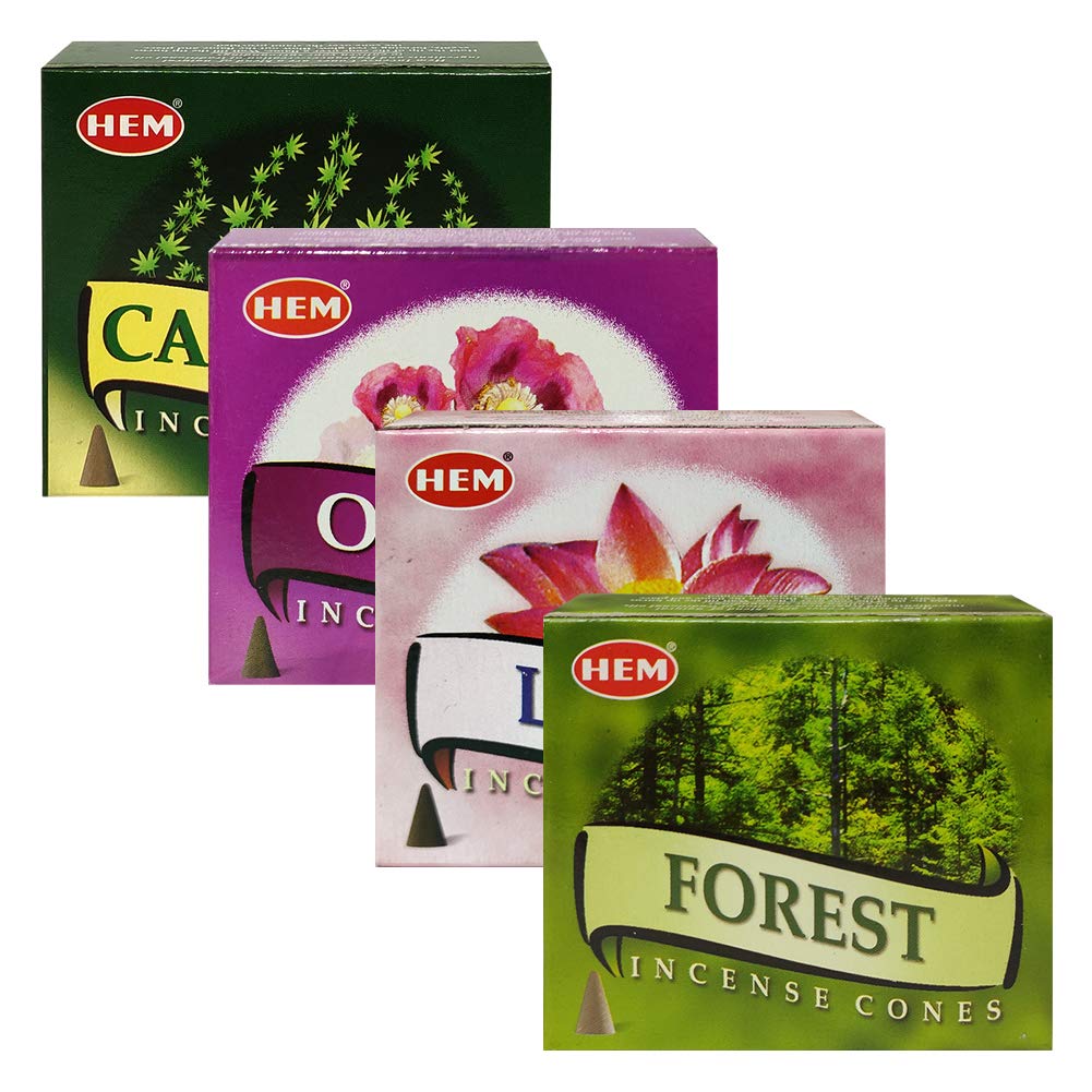 Hem Incense Cones Variety Pack #2 And Cone Incense Burner Bundle With 4 Most Liked Fragrances