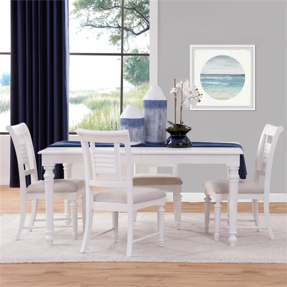American Woodcrafters Cottage Traditions Wood 80-Inch Extenable Leg Table in Eggshell White