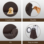 Easy-Going 4 Pieces Microfiber Stretch Recliner Slipcover - Spandex Soft Fitted Sofa Couch Cover, Washable Furniture Protector With Elastic Bottom For Kids, Pet(Recliner, Chocolate)