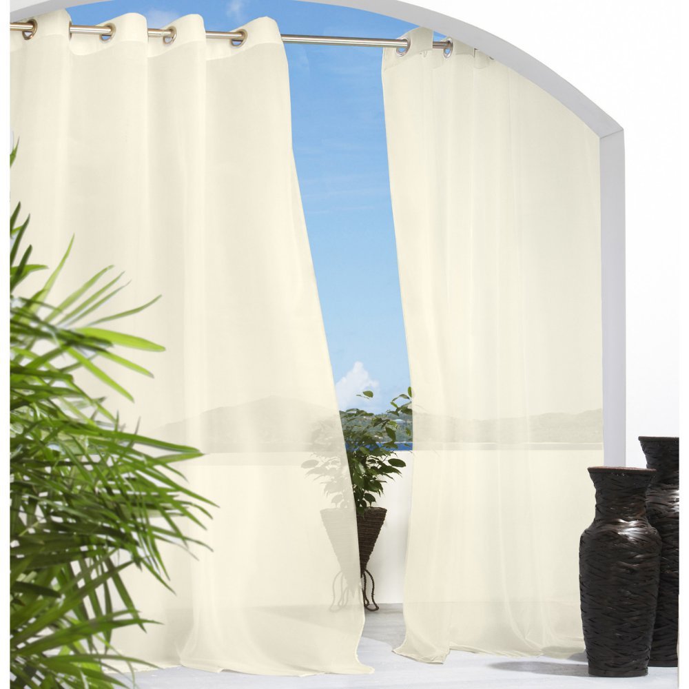 Outdoor D  cor Escape Easy to install Sheer Outdoor Curtain, 54 X 84, Ivory