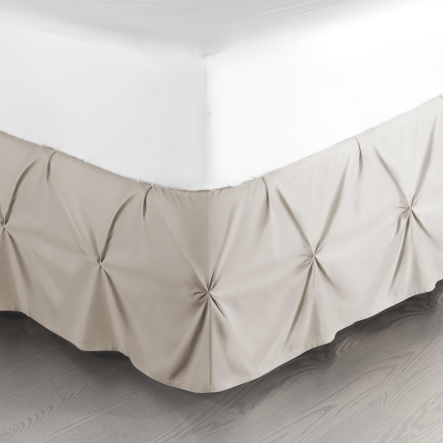 Nestl Linen Bed Skirt King Size, Pinch Pleat King Bed Skirt, 14' Inch Drop King Bedskirt, Hotel Quality Linen Bed Skirts, Premi