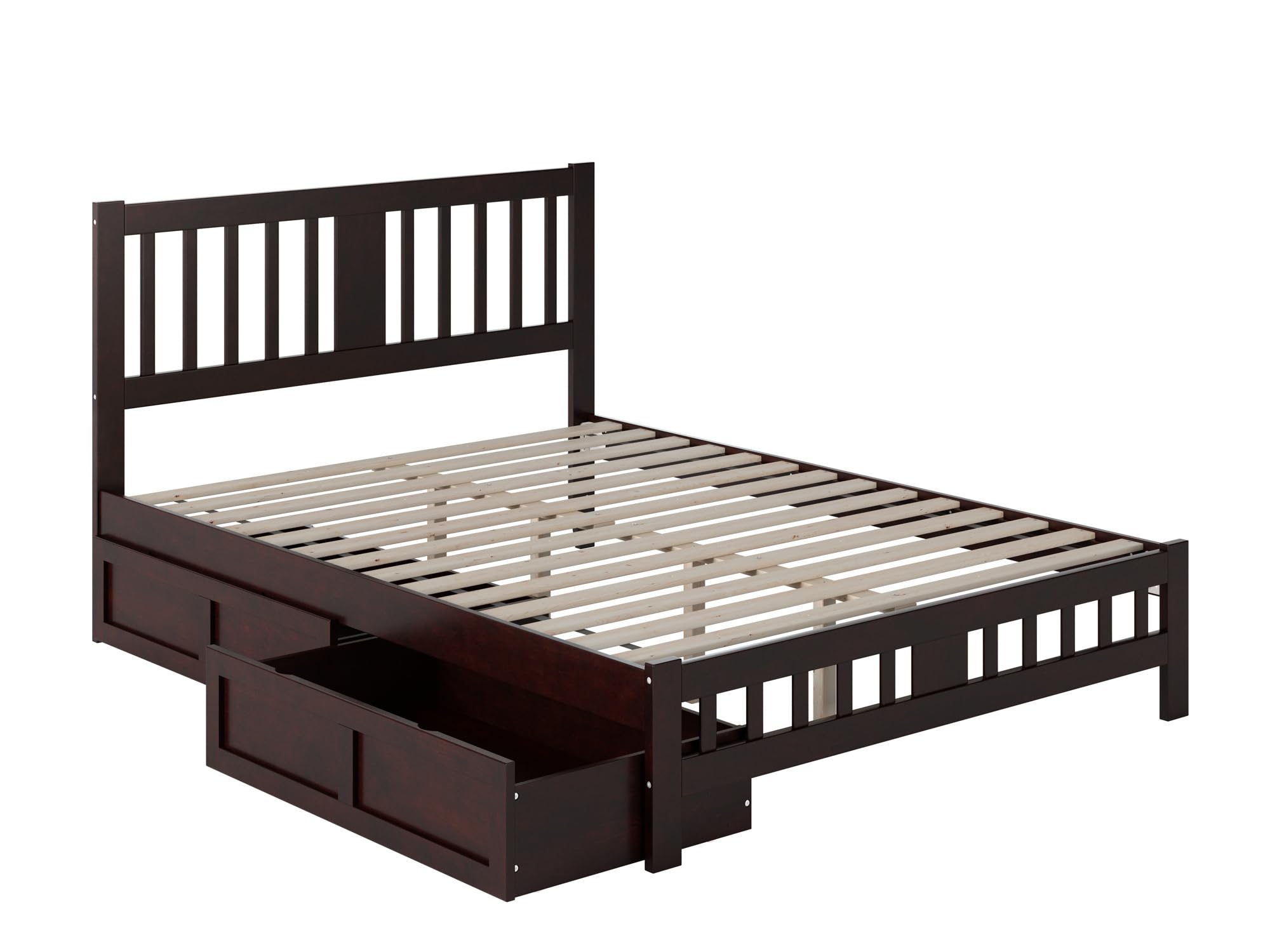 AFI, Tahoe Queen Platform Bed with Matching Footboard & Set of 2 Under-Bed Storage Drawers, Espresso