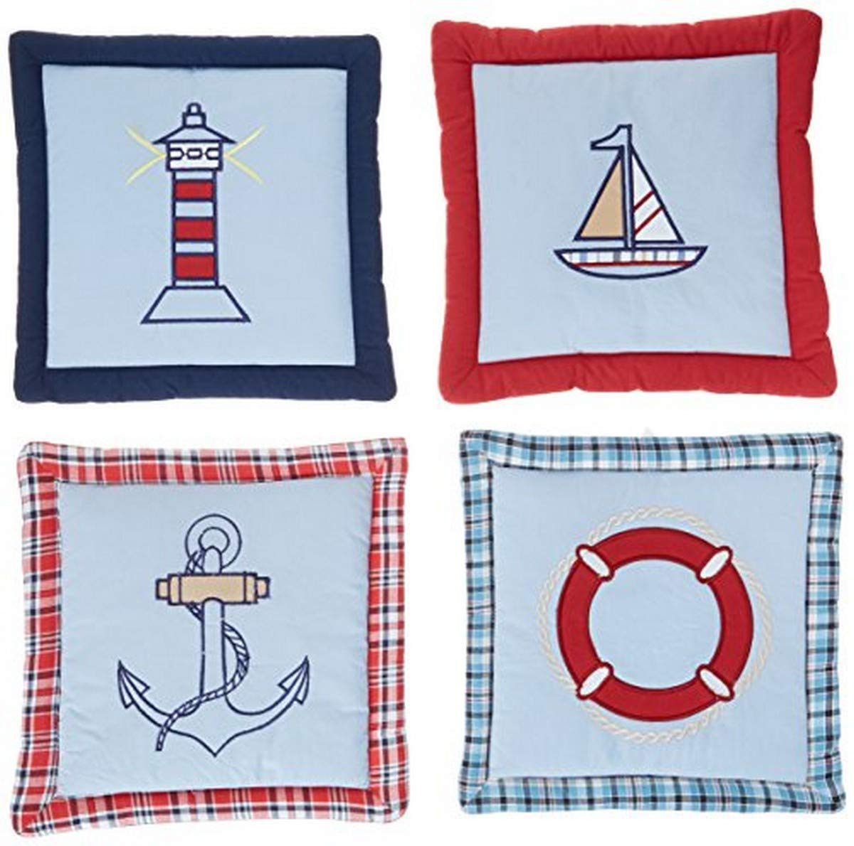 Bacati - Aidan Plaids and Stripes Boys 4 pc Wall Hangings