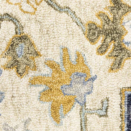 HomeRoots Wool 3'x8' Blue and Ivory Bohemian Runner Rug