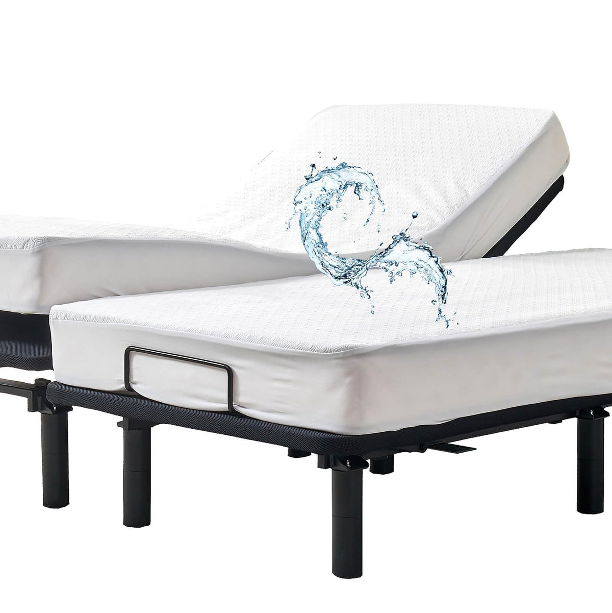 Kingnex Waterproof Cooler Bamboo Viscose Split King Mattress Protector For Adjustable Bed Noiseless Soft Breathable Fitted Mattr
