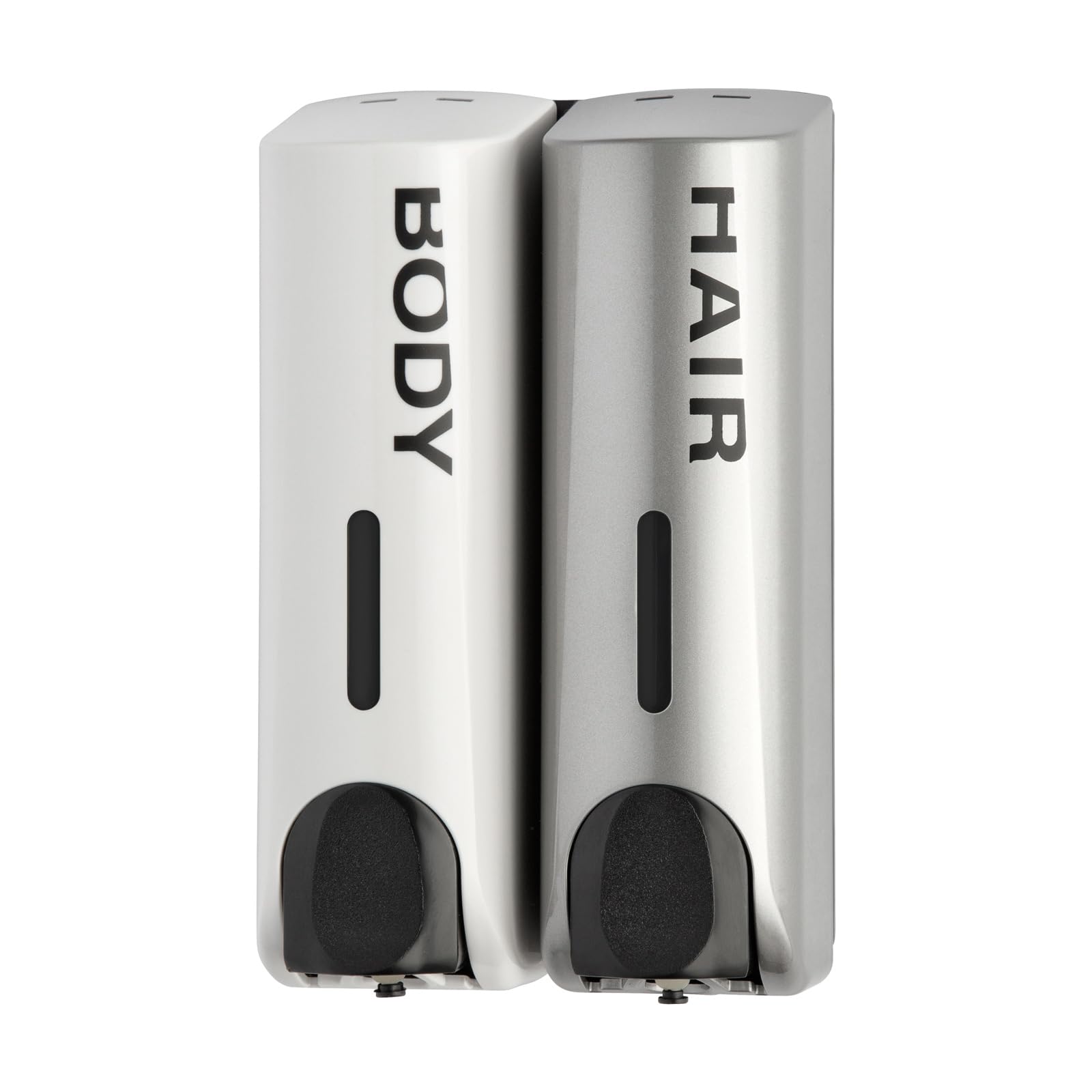 Duo Wall Mounted Shampoo Soap Shower Dispensers With 2X350Ml Refillable Bottles, White/Silver