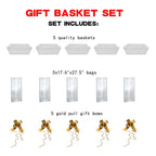 Basket For Gifts Empty, 5 Pk White Empty Gift Baskets To Fill, Sturdy Cardboard Tray With Handles, Large Gift Baskets Empty Bulk