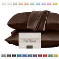 Elegant Comfort Silky And Luxurious 2-Piece Satin Pillowcase Set For Healthier Skin And Hair, Hidden Zipper Closure And Beautifully Packaged, Satin Pillowcase Set, King, Chocolate Brown