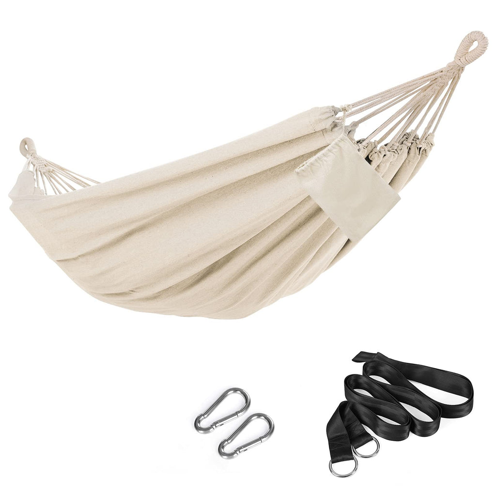 Songmics Double Hammock, 98.4 X 59.1 Inches, 660 Lb Load Capacity, With Compression Bag, Mounting Straps, Carabiners, For Terrace, Balcony, Garden, Outdoor, Camping, Beige Ugdc15M