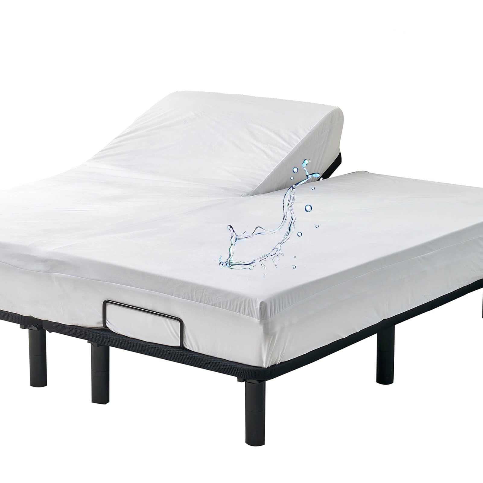 Kingnex Waterproof Split Top King Mattress Protector For Adjustable Bed With Upper Flex 32-34 From Head Ultra Soft Bamboo Viscos