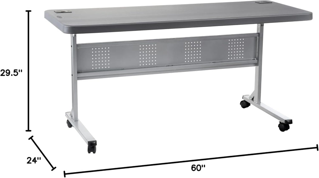 NPS 24 x 60 Flip-N-Store Training Table, Charcoal Slate