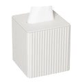 MEIBOOCH PU Leather Tissue Box Cover Square Tissue Box Holder with Magnetic Closure (Ivory Stripe)