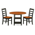 East West Furniture Supf3-Bch-W 3 Piece Dining Room Furniture Set Contains A Round Kitchen Table With Dropleaf & Shelves And 2 Dining Chairs, 42X42 Inch, Black & Cherry