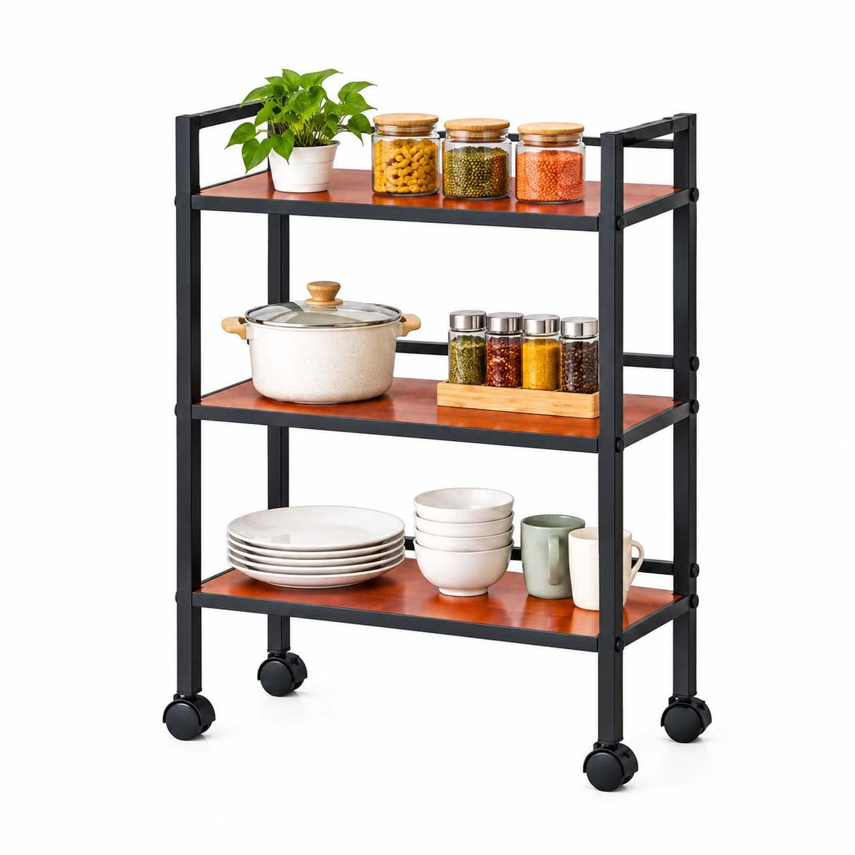 Jbm Mart 3Shelf Microwave Stand, Kitchen Rack Oven Rack 3Tier Counter Shelf, Space Saving Organizer, Three Layers Counter Top