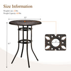 Vingli Outdoor Bar Table, Cast Aluminum Bar Height Patio Table With Umbrella Hole Patio Dining Table, Tall Outdoor Table Bistro Table Outdoor Furniture Garden Table 32' Dia X 41 H (Bronze)…