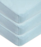 American Baby Company 3 Pack Fitted Crib Sheets 28' X 52', Soft Breathable Neutral 100% Cotton Jersey Sheet, Blue, For Boys An