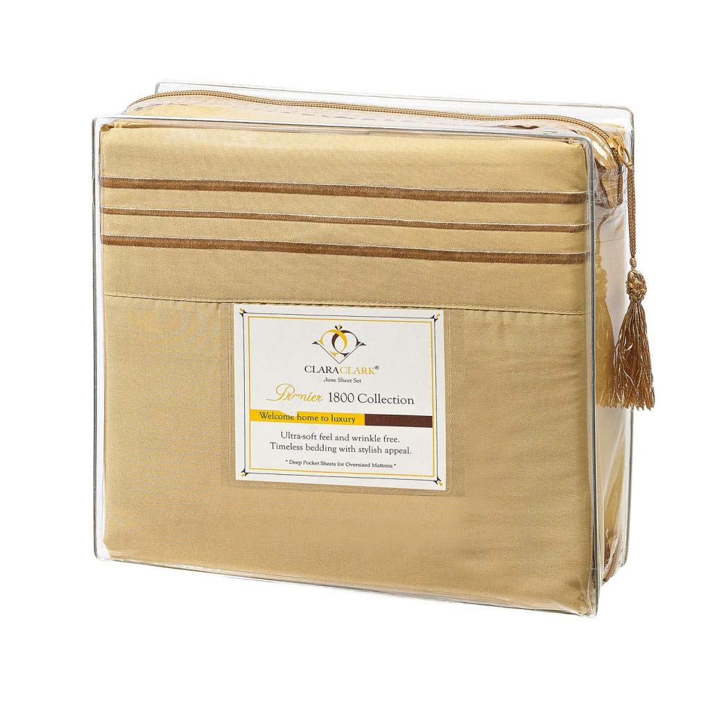 Clara Clark Premier 1800 Series 4Pc Bed Sheet Set - Queen, Camel Gold