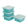 ECR4Kids Square Bin with Lid, Storage Containers, Seafoam, 4-Pack