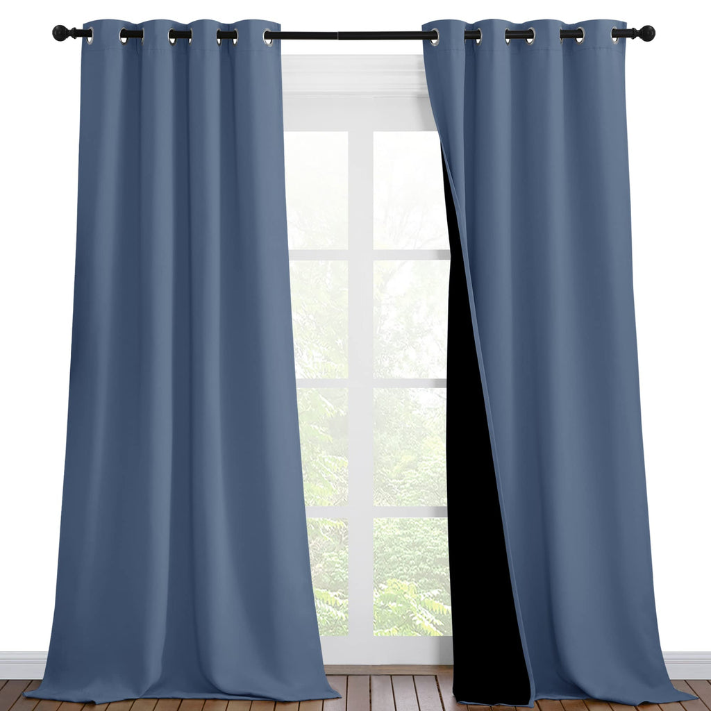 Nicetown Insulated 100% Blackout Curtains, Noise Reducing Performance Drapes With Black Lining, Full Light Blocking Draperies Fo