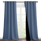 Nicetown Insulated 100% Blackout Curtains, Noise Reducing Performance Drapes With Black Lining, Full Light Blocking Draperies Fo