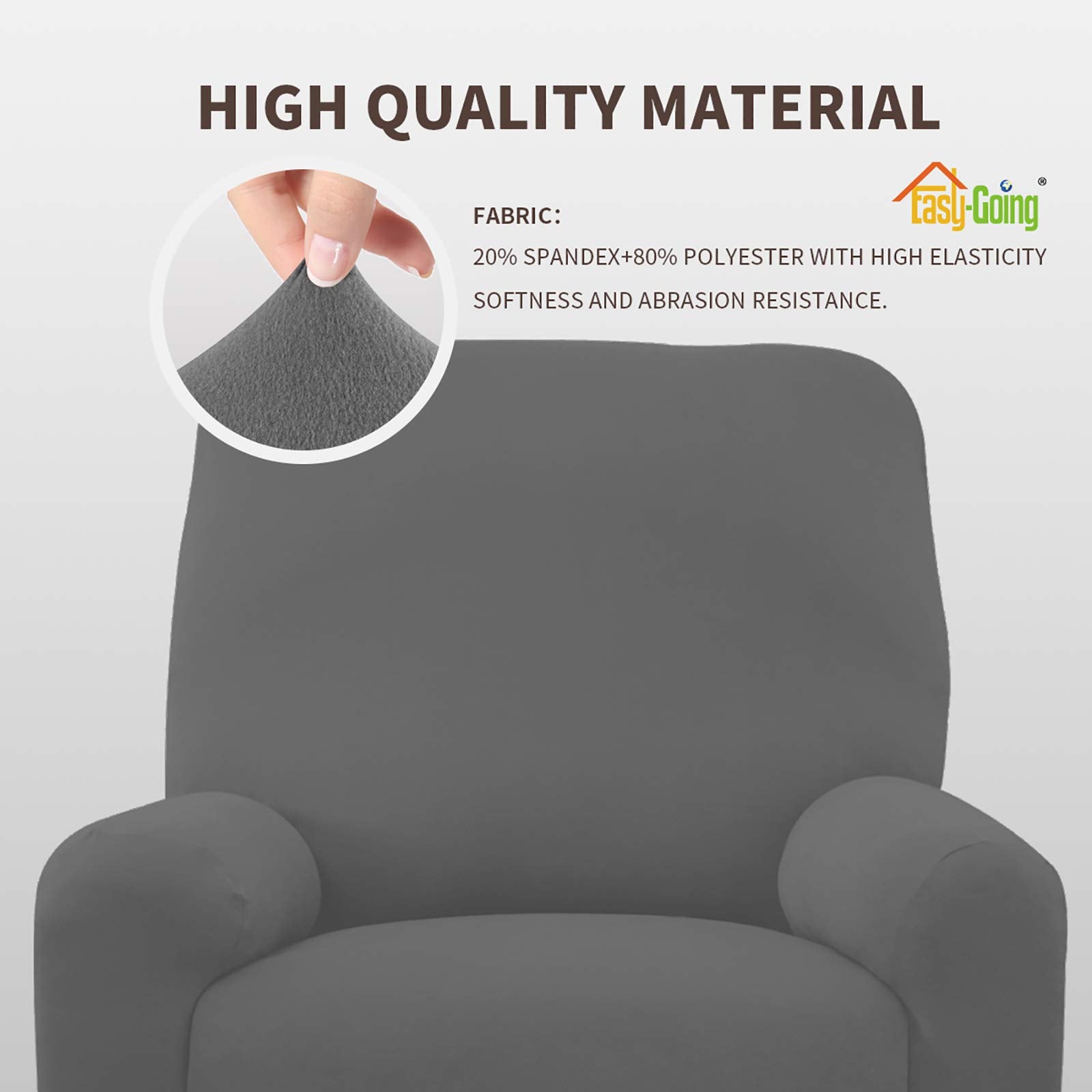 Easy-Going 4 Pieces Microfiber Stretch Recliner Slipcover - Spandex Soft Fitted Sofa Couch Cover, Washable Furniture Protector With Elastic Bottom For Kids, Pet(Recliner, Gray)
