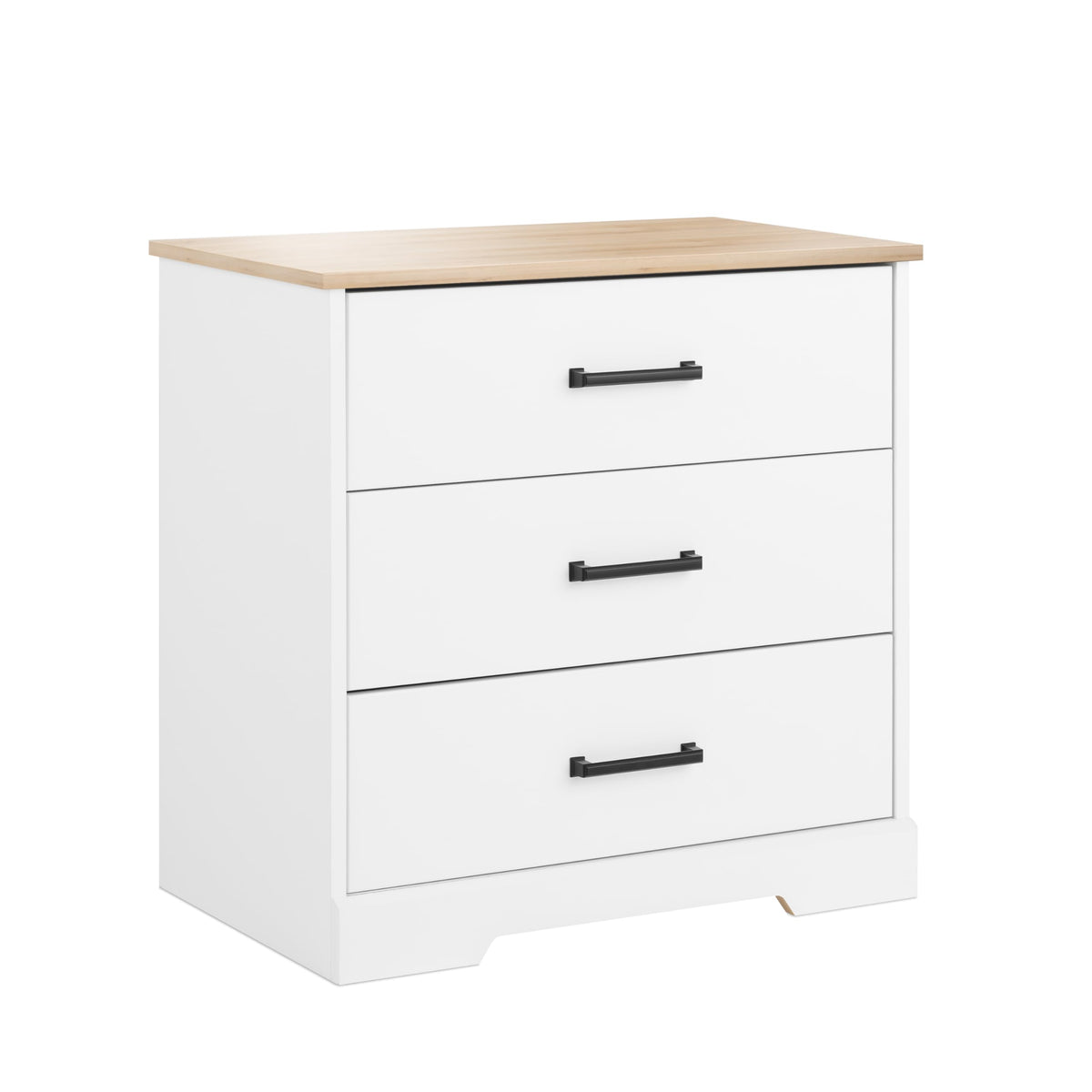 Prepac Rustic Ridge Farmhouse Nightstand Bedside Table, White And Oak Nightstand For Bedroom, End Table With 3 Drawers 16.25inch D