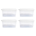 HOMZ 4 Pack Storage Bins, Clear Plastic Organizing Containers w/White Lids, 12 Quart