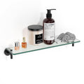 KOCOK Glass Shelf for Bathroom,20-Inches Black Glass Bathroom Shelves Stainless Steel Tempered Glass Modern Floating Shelf for W