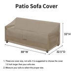 Easy-Going Waterproof Patio Sofa Cover Uv Resistant 3 Seater Outdoor Sofa Cover Weatherproof Lawn Patio Furniture Cover With Tape Sealed Seam (88Wx32.5Dx33H Inch, Camel)