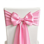 Sinssowl 50 Pink Chair Sashes Satin Chair Bows For Wedding Birthday Party Fiesta Decor - 7X108 Inches Chair Ribbons Ties Fitted