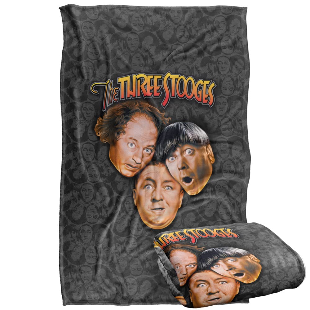 Trevco Three Stooges Stooges All Over Silky Touch Super Soft Throw Blanket 36' X 58'
