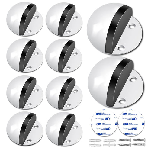 10 Pieces Door Stoppers, Floor Door Stop, White Door Stoppers Sound Dampening Rubber Bumper Adhesive Door Stops No Drilling Door